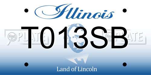 T013SB Illinois License Plate
