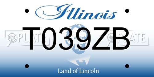 T039ZB Illinois License Plate
