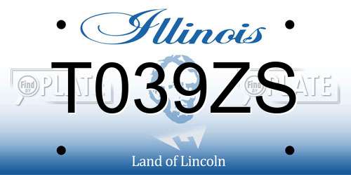 T039ZS Illinois License Plate