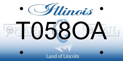 T058OA Illinois License Plate