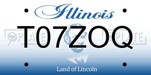 T07ZOQ Illinois License Plate