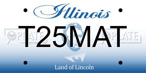 T25MAT Illinois License Plate