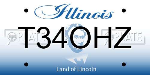 T34OHZ Illinois License Plate