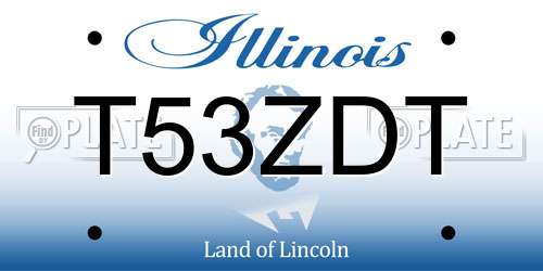 T53ZDT Illinois License Plate