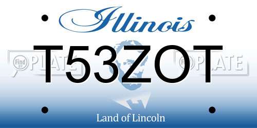 T53ZOT Illinois License Plate