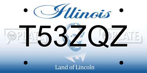 T53ZQZ Illinois License Plate