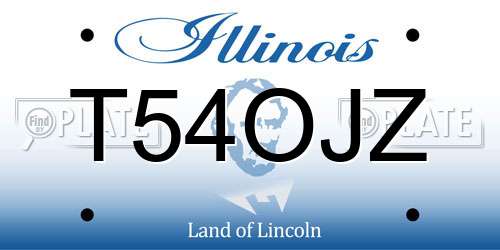 T54OJZ Illinois License Plate