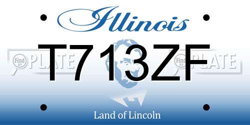 T713ZF Illinois License Plate