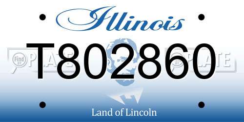 T802860 Illinois License Plate