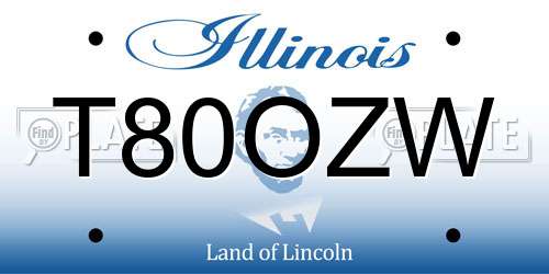 T80OZW Illinois License Plate