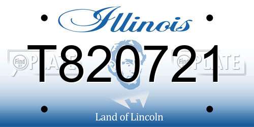 T820721 Illinois License Plate