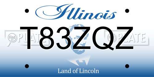 T83ZQZ Illinois License Plate