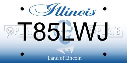 T85LWJ Illinois License Plate