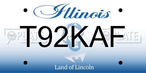 T92KAF Illinois License Plate
