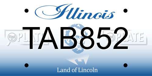 TAB852 Illinois License Plate