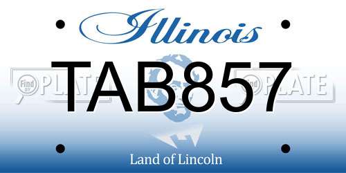 TAB857 Illinois License Plate
