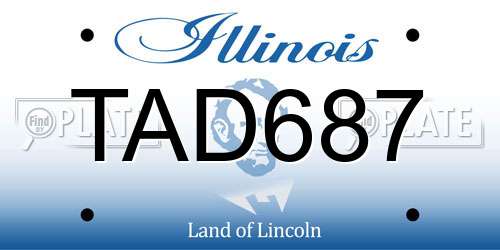 TAD687 Illinois License Plate