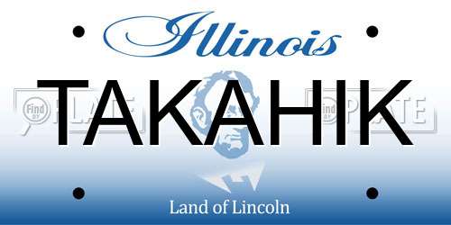 TAKAHIK Illinois License Plate