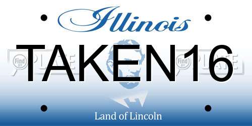 TAKEN16 Illinois License Plate