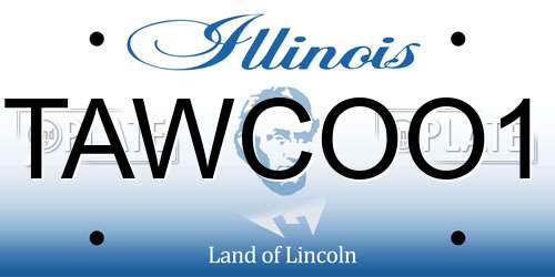 TAWCOO1 Illinois License Plate
