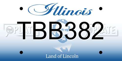 TBB382 Illinois License Plate