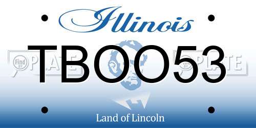 TBOO53 Illinois License Plate