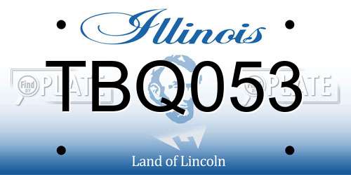 TBQ053 Illinois License Plate