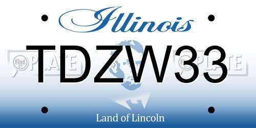 TDZW33 Illinois License Plate