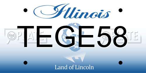 TEGE58 Illinois License Plate