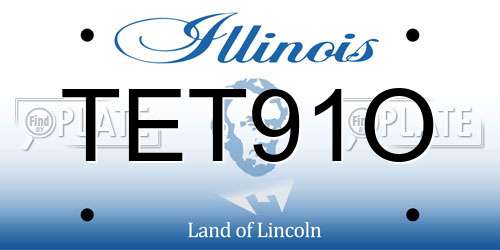 TET91O Illinois License Plate