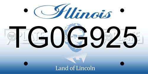 TG0G925 Illinois License Plate