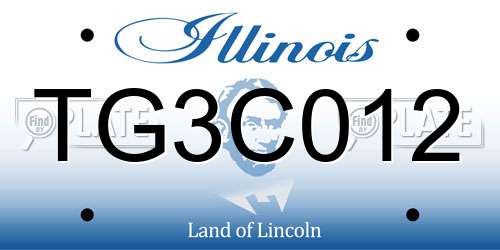TG3C012 Illinois License Plate