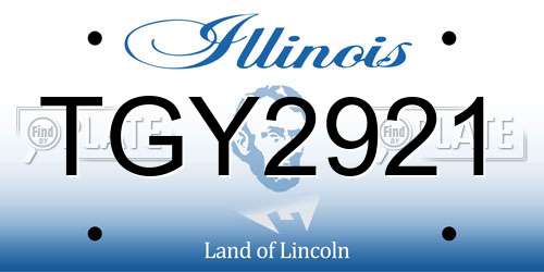 TGY2921 Illinois License Plate