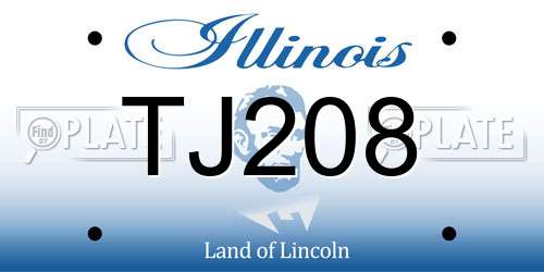 TJ208 Illinois License Plate
