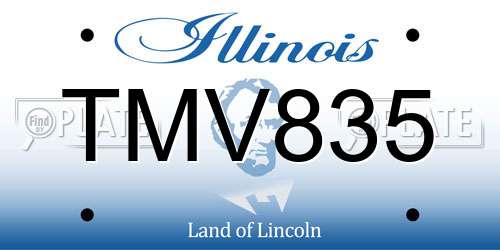 TMV835 Illinois License Plate