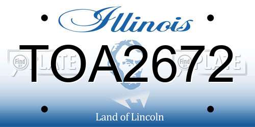 TOA2672 Illinois License Plate