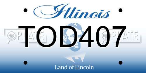 TOD407 Illinois License Plate
