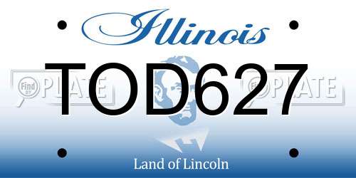 TOD627 Illinois License Plate