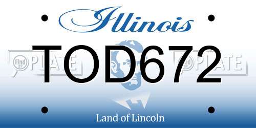 TOD672 Illinois License Plate