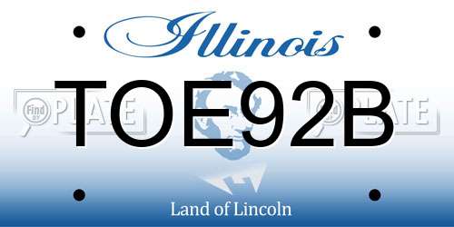 TOE92B Illinois License Plate