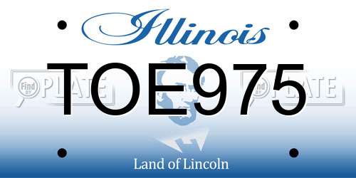 TOE975 Illinois License Plate