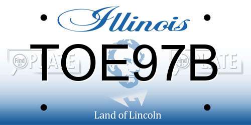 TOE97B Illinois License Plate