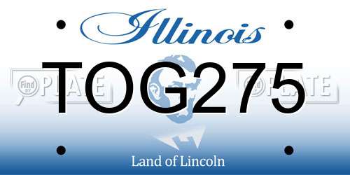TOG275 Illinois License Plate