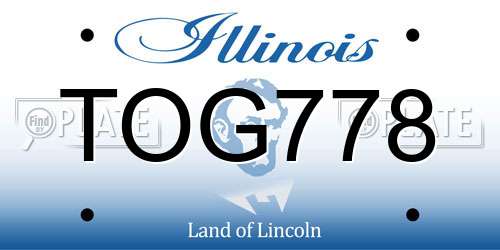 TOG778 Illinois License Plate