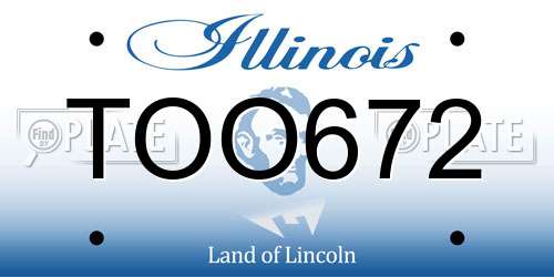 TOO672 Illinois License Plate