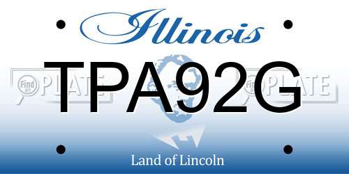 TPA92G Illinois License Plate