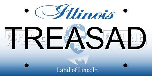 TREASAD Illinois License Plate