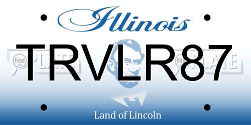 TRVLR87 Illinois License Plate