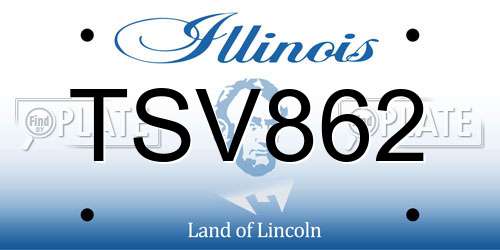 TSV862 Illinois License Plate