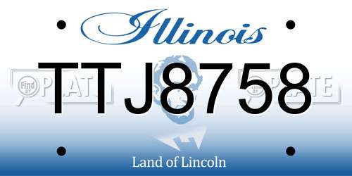 TTJ8758 Illinois License Plate